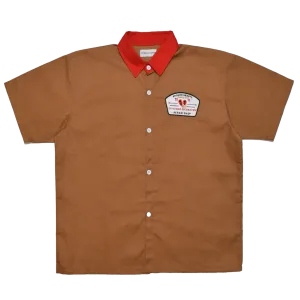 Broken Hearts Repair Shop Mechanic Shirt- Saddle Brown