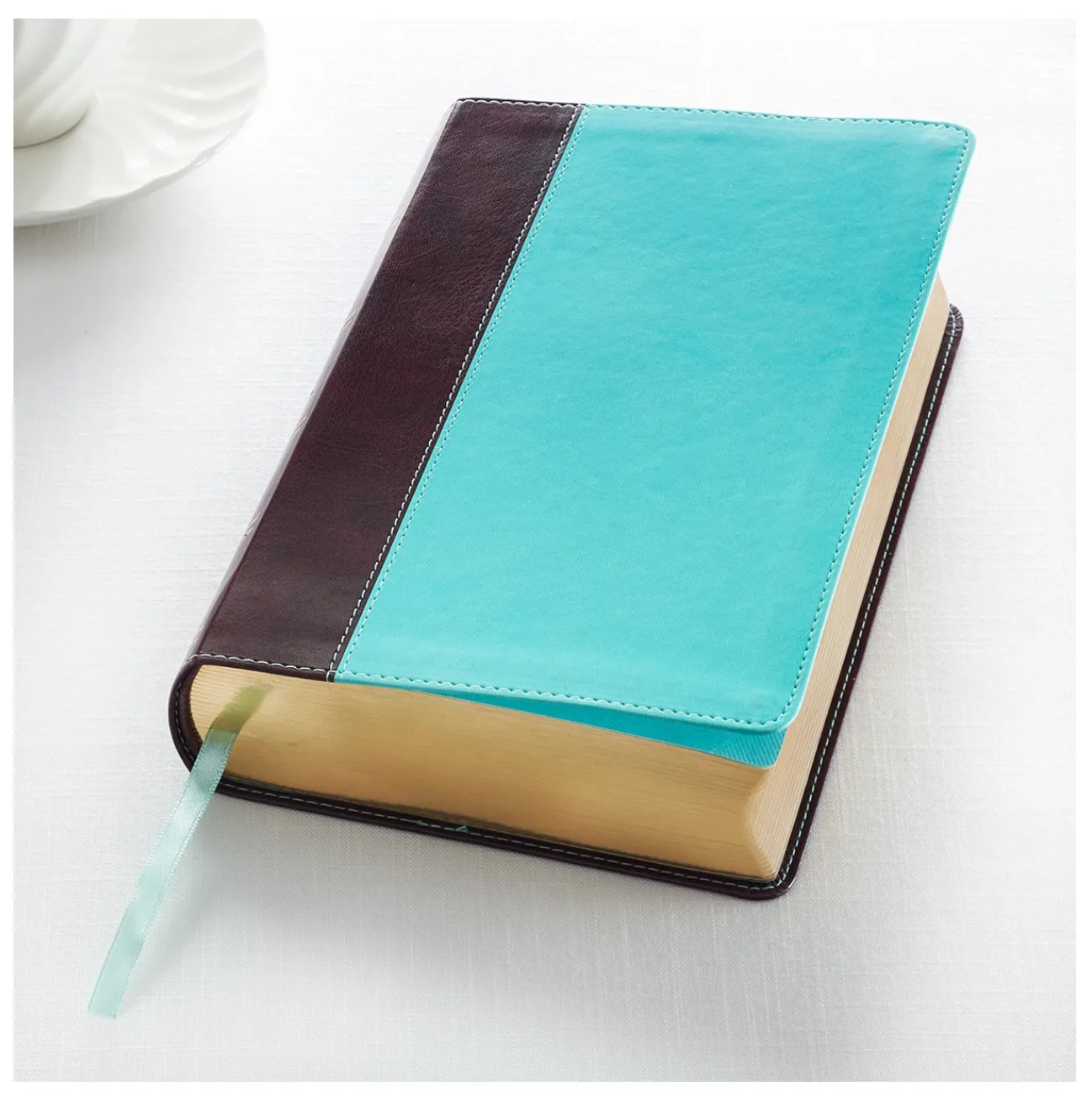 Brown and Turquoise Faux Leather Bible
