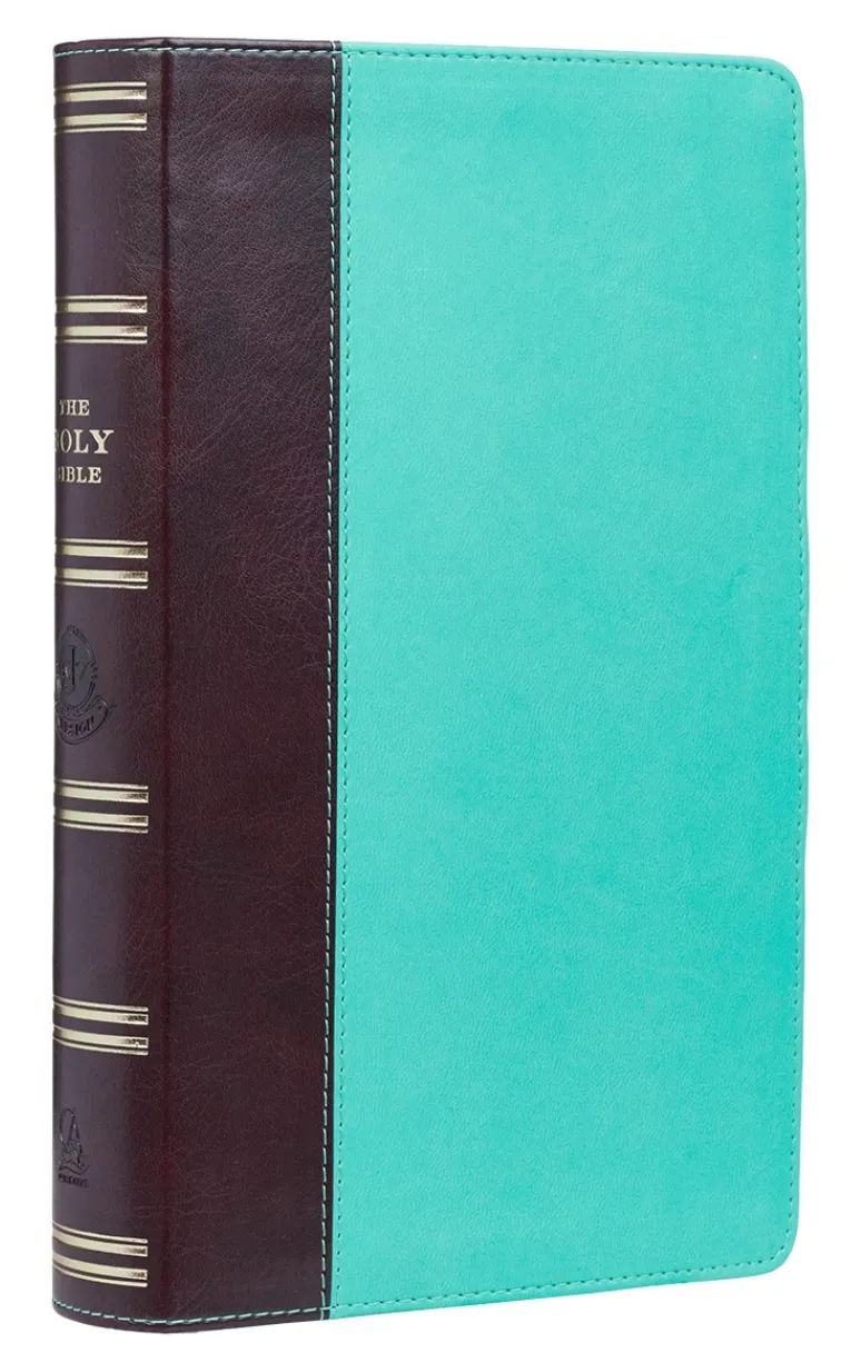 Brown and Turquoise Faux Leather Bible