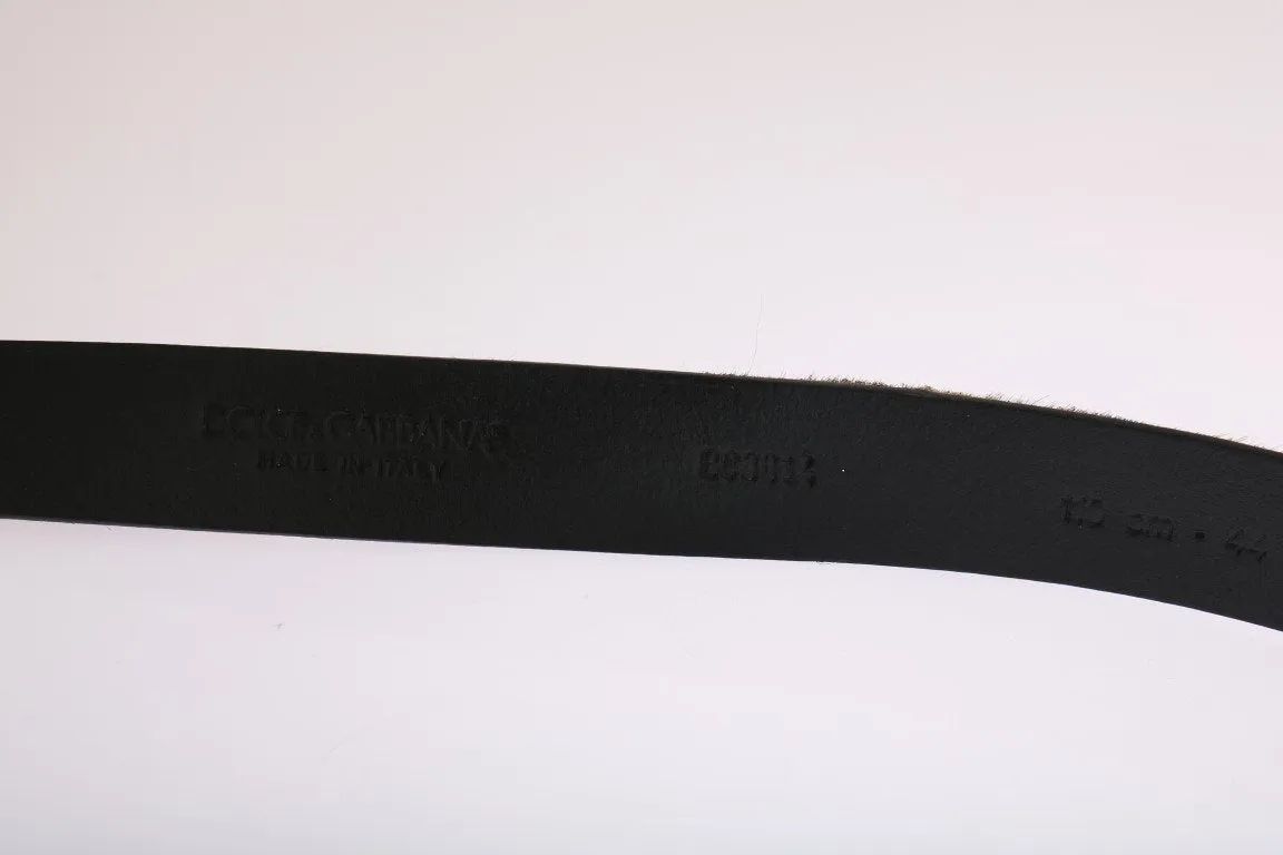 Brown Leopard Goat Hair Cayman Leather Belt