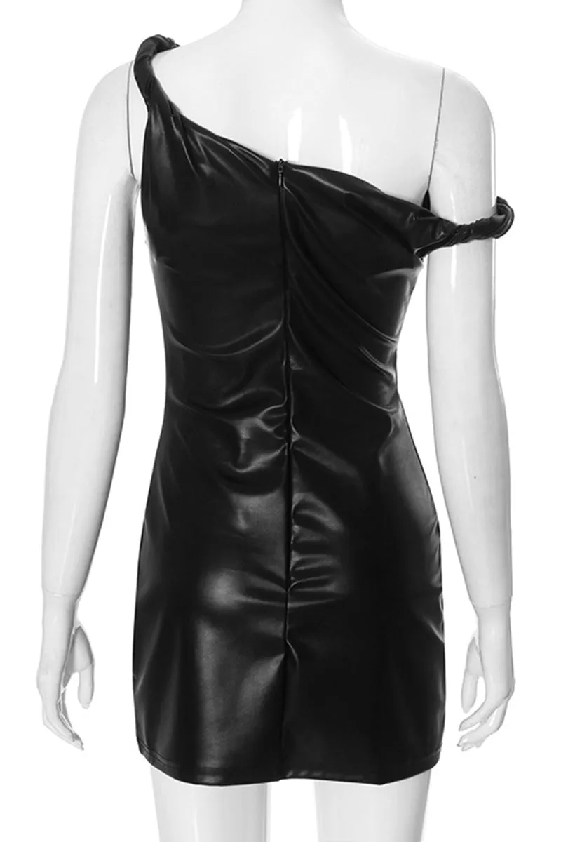 BS3145 Vegan Leather Mini Dress