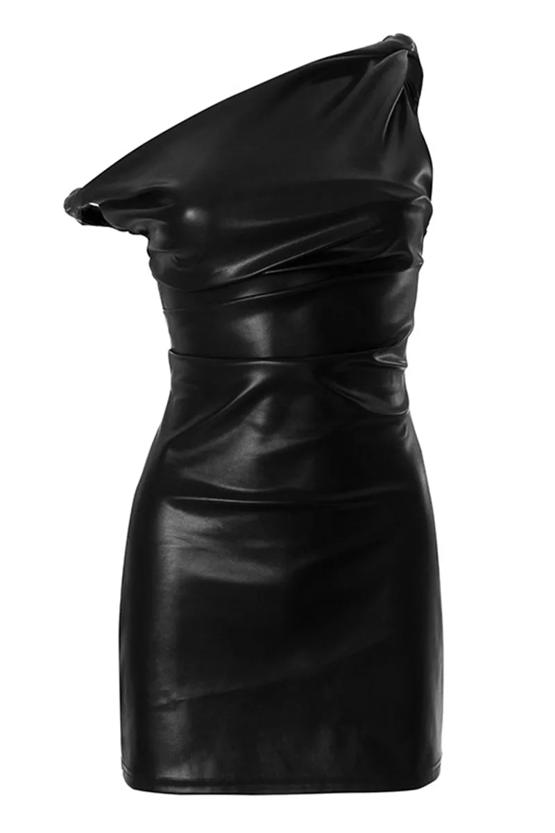 BS3145 Vegan Leather Mini Dress