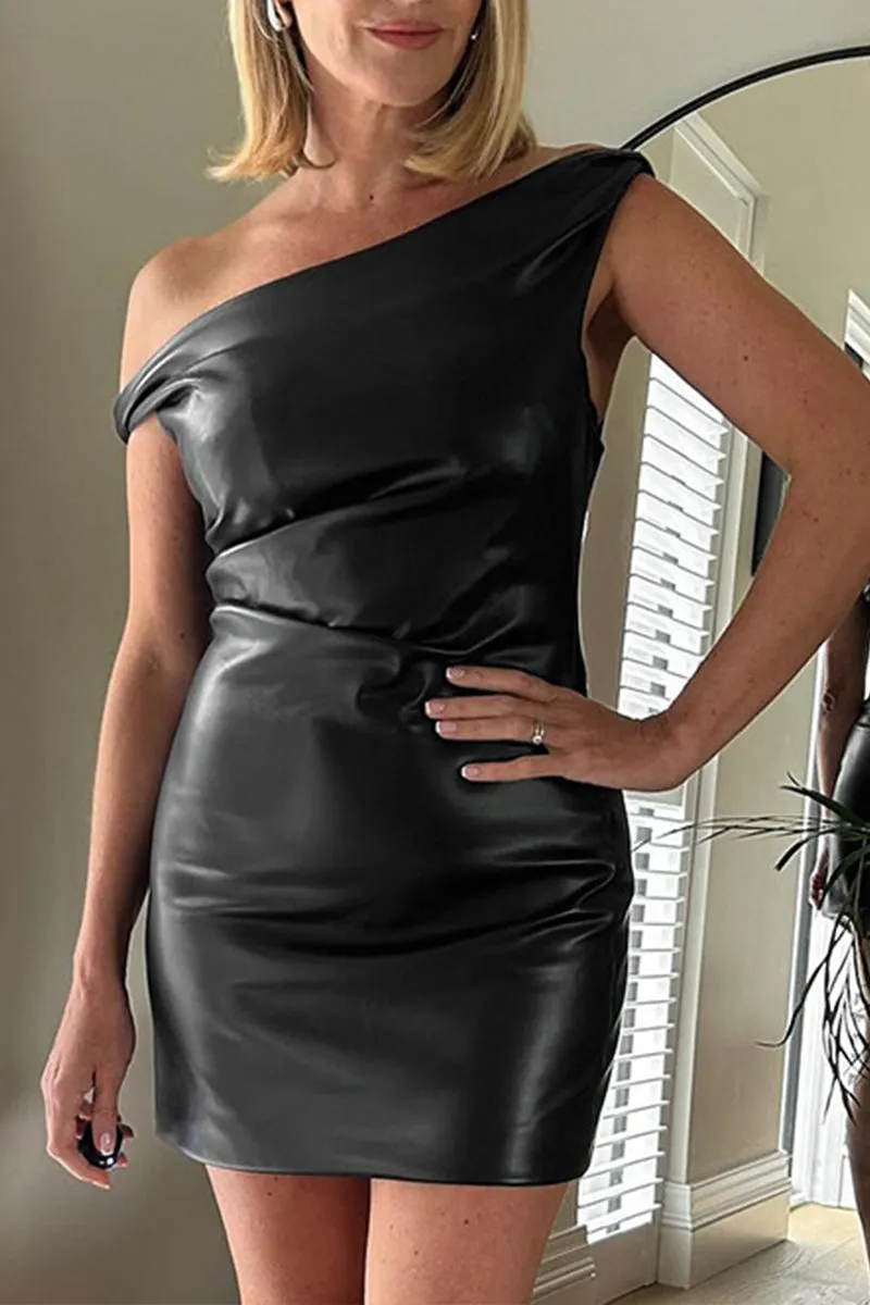 BS3145 Vegan Leather Mini Dress