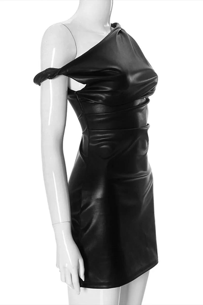 BS3145 Vegan Leather Mini Dress