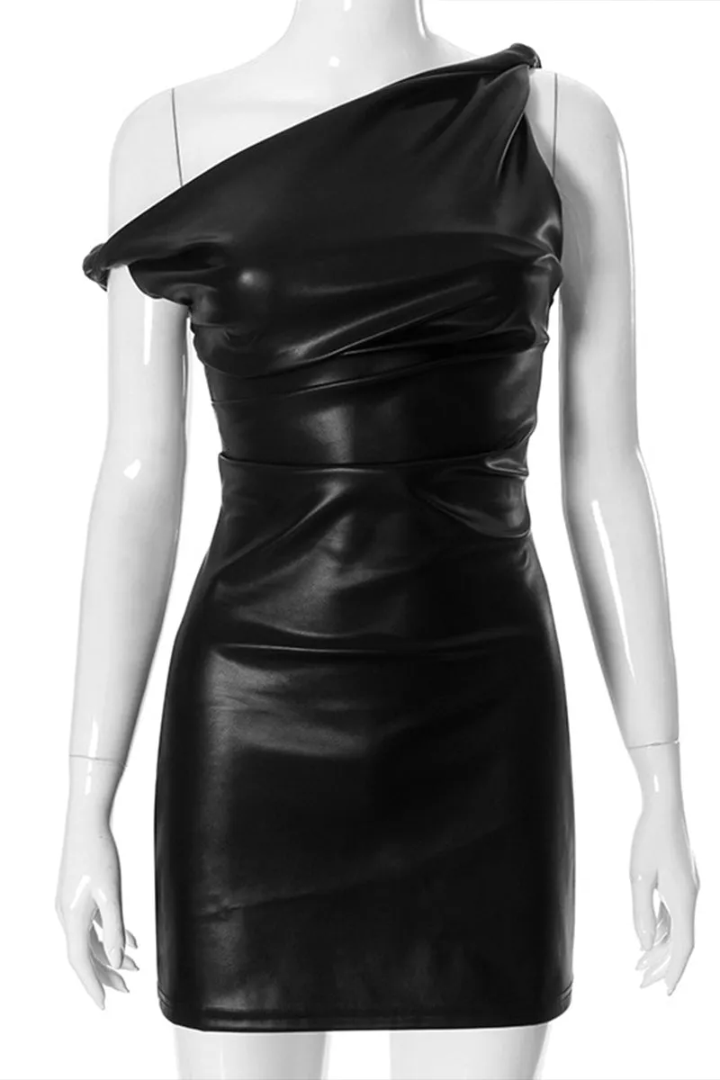 BS3145 Vegan Leather Mini Dress