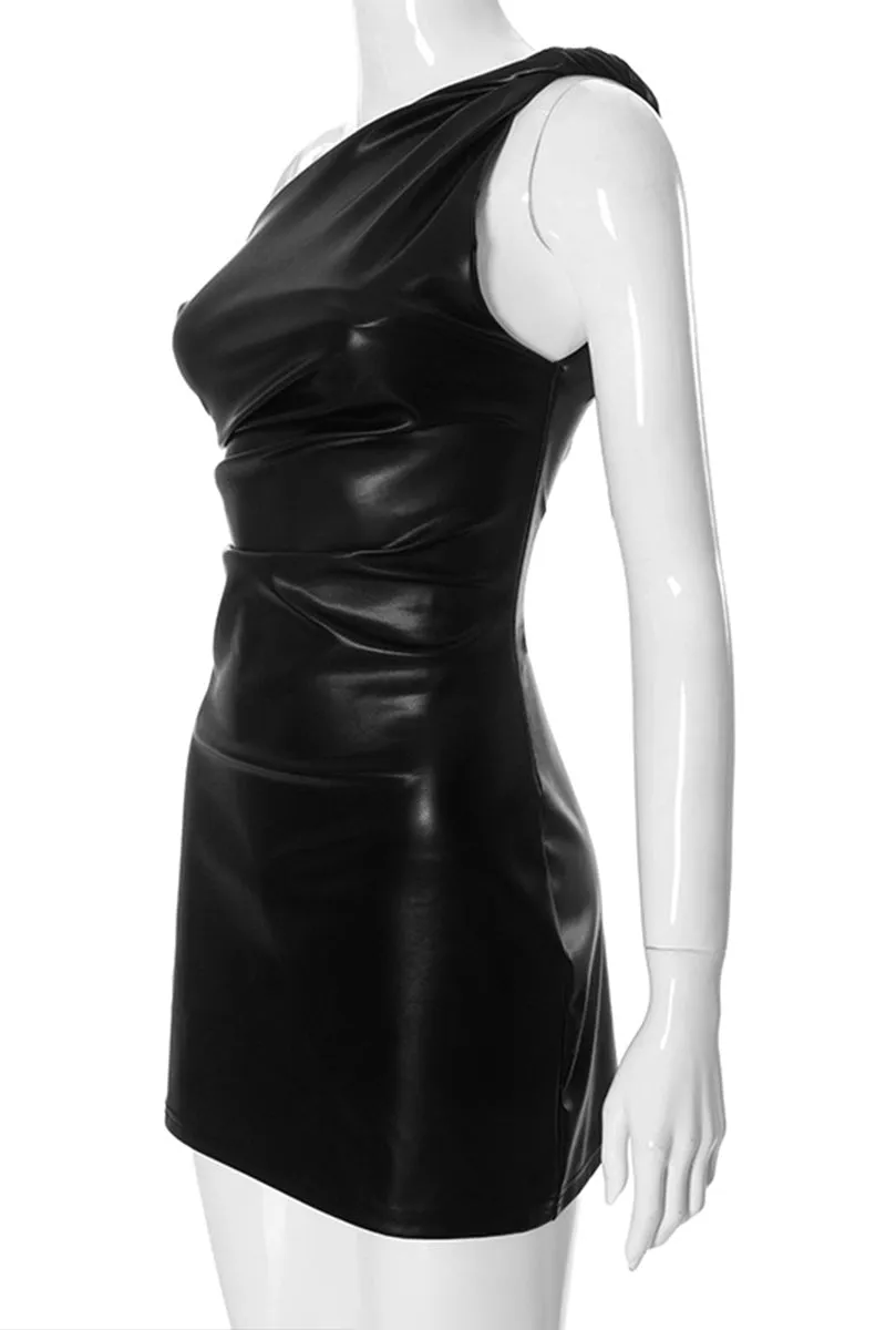BS3145 Vegan Leather Mini Dress