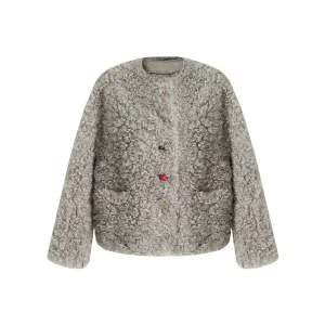 Button Closure Fur Jacket