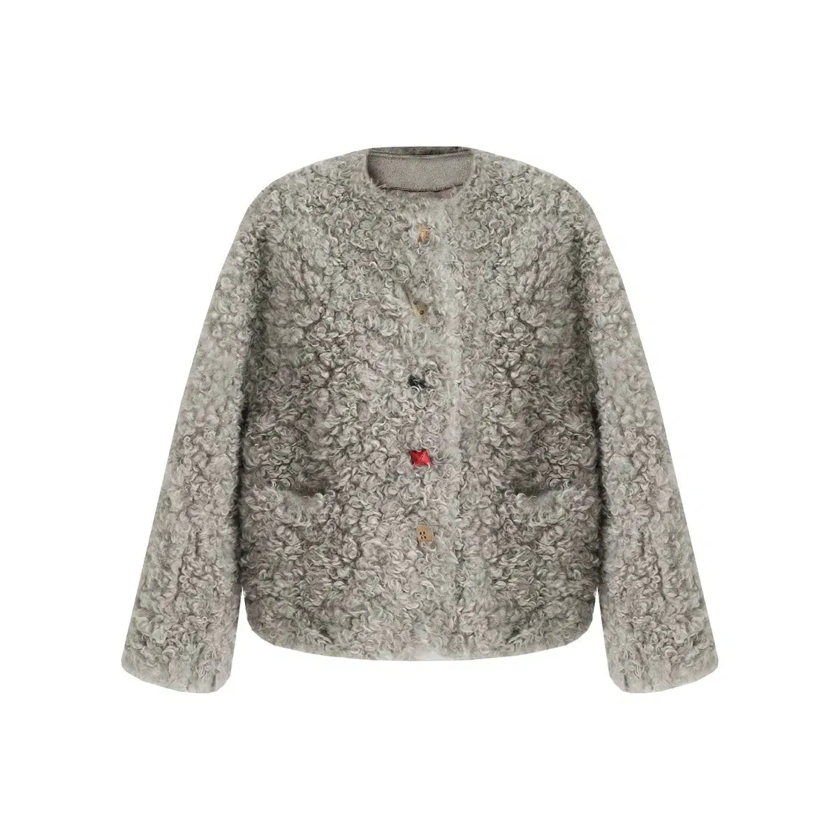 Button Closure Fur Jacket