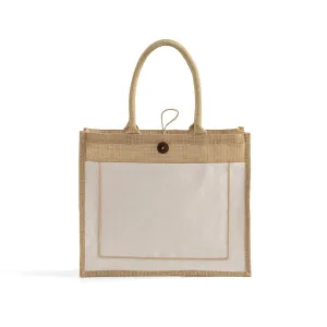 Button-Closure Jute Tote