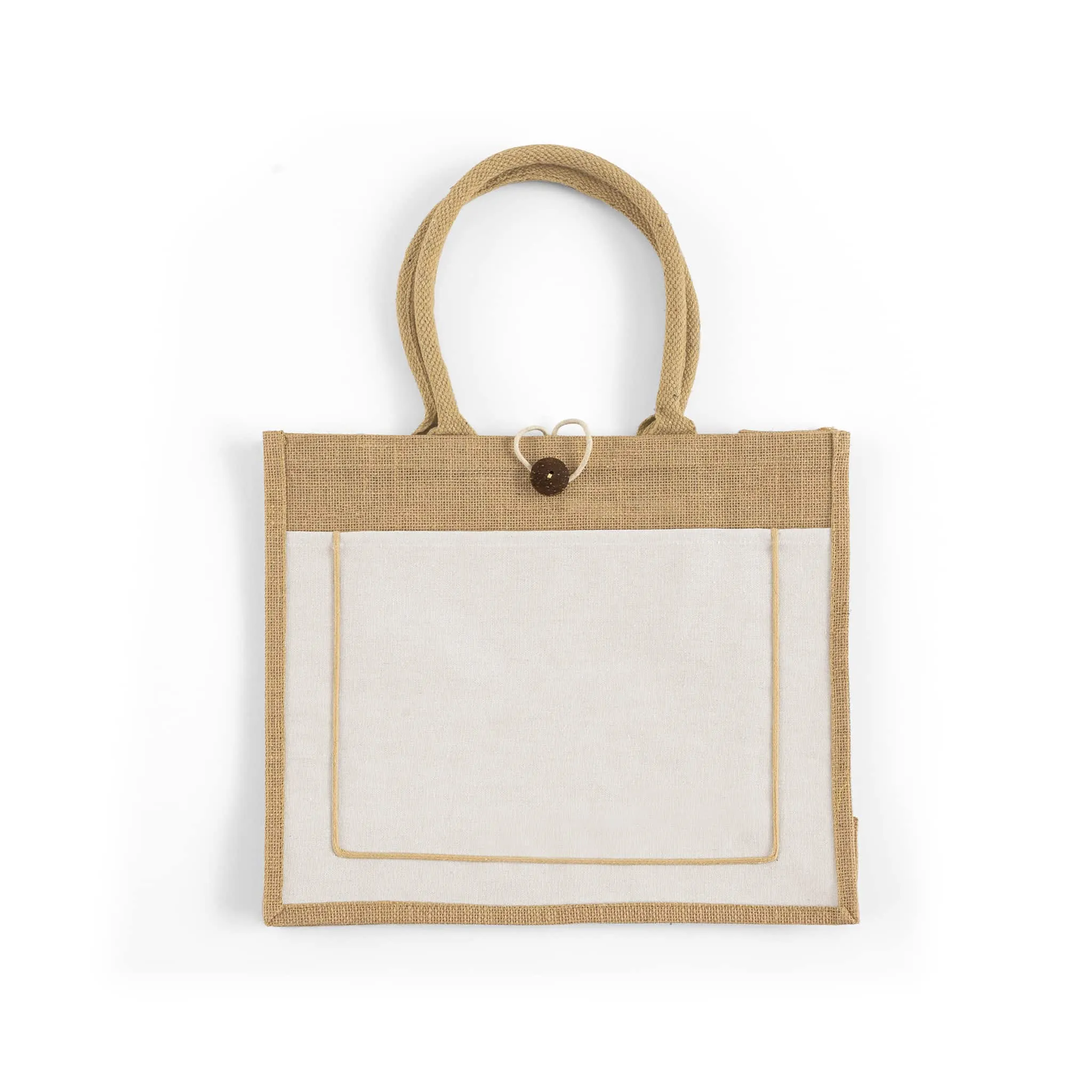 Button-Closure Jute Tote
