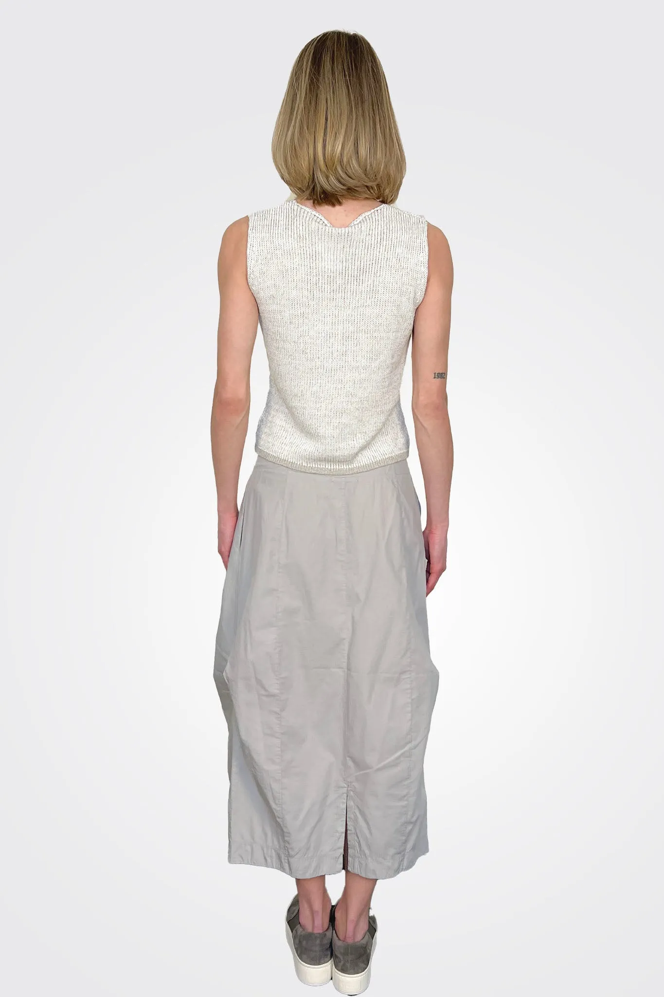 Button Closure Maxi Skirt - Grey