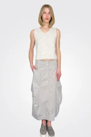 Button Closure Maxi Skirt - Grey