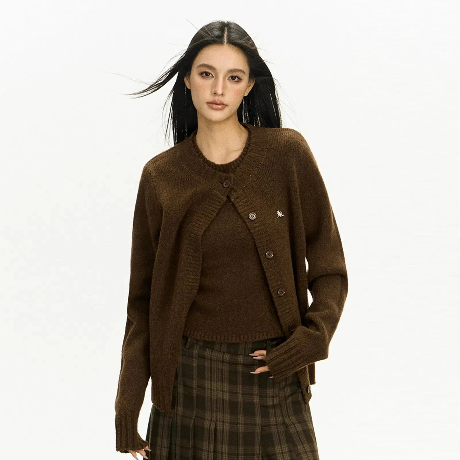 Button Closure V-Neck Cardigan Sweater