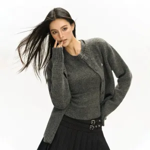 Button Closure V-Neck Cardigan Sweater