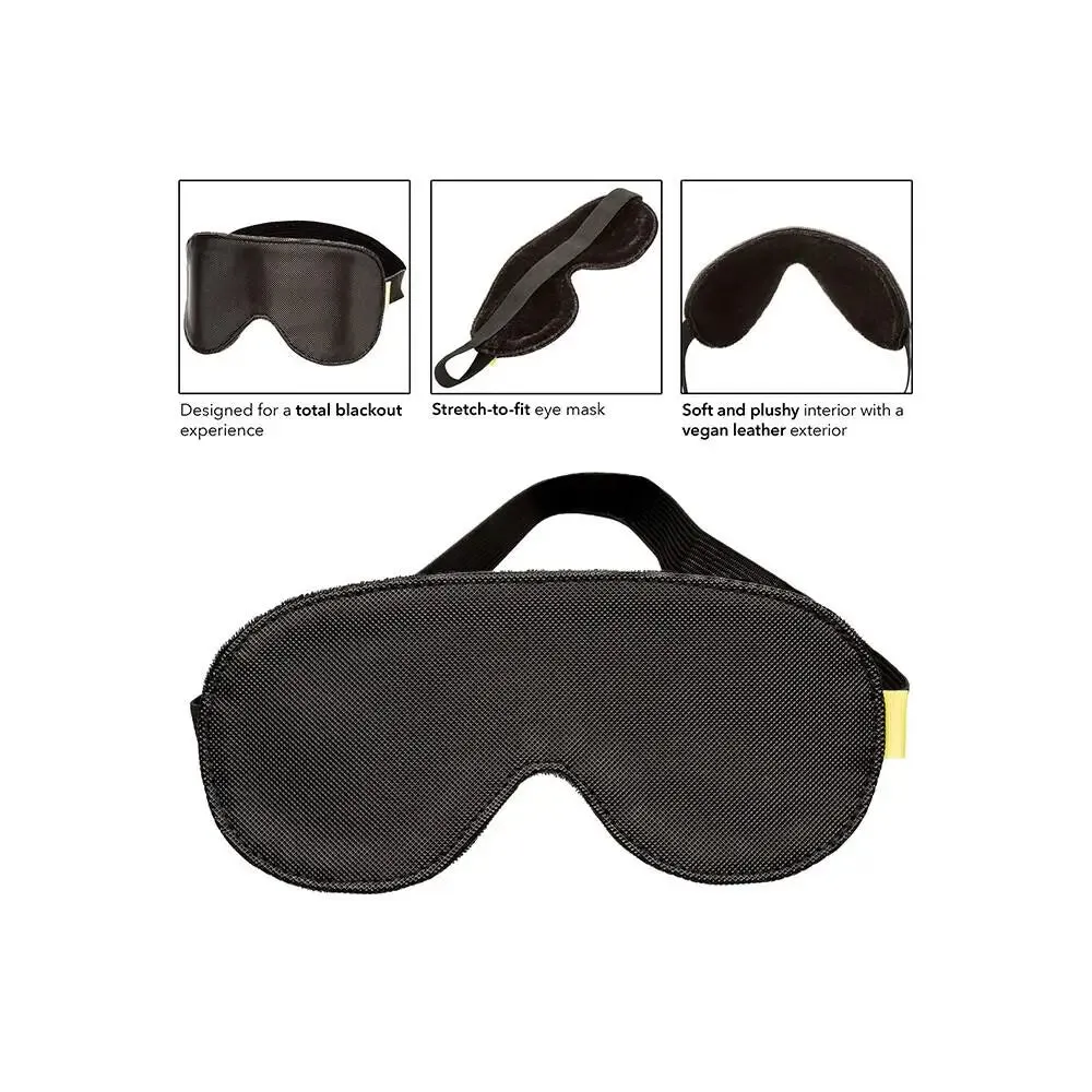 California Exotic Black Faux Leather Blackout Eye Mask for Bdsm Couples