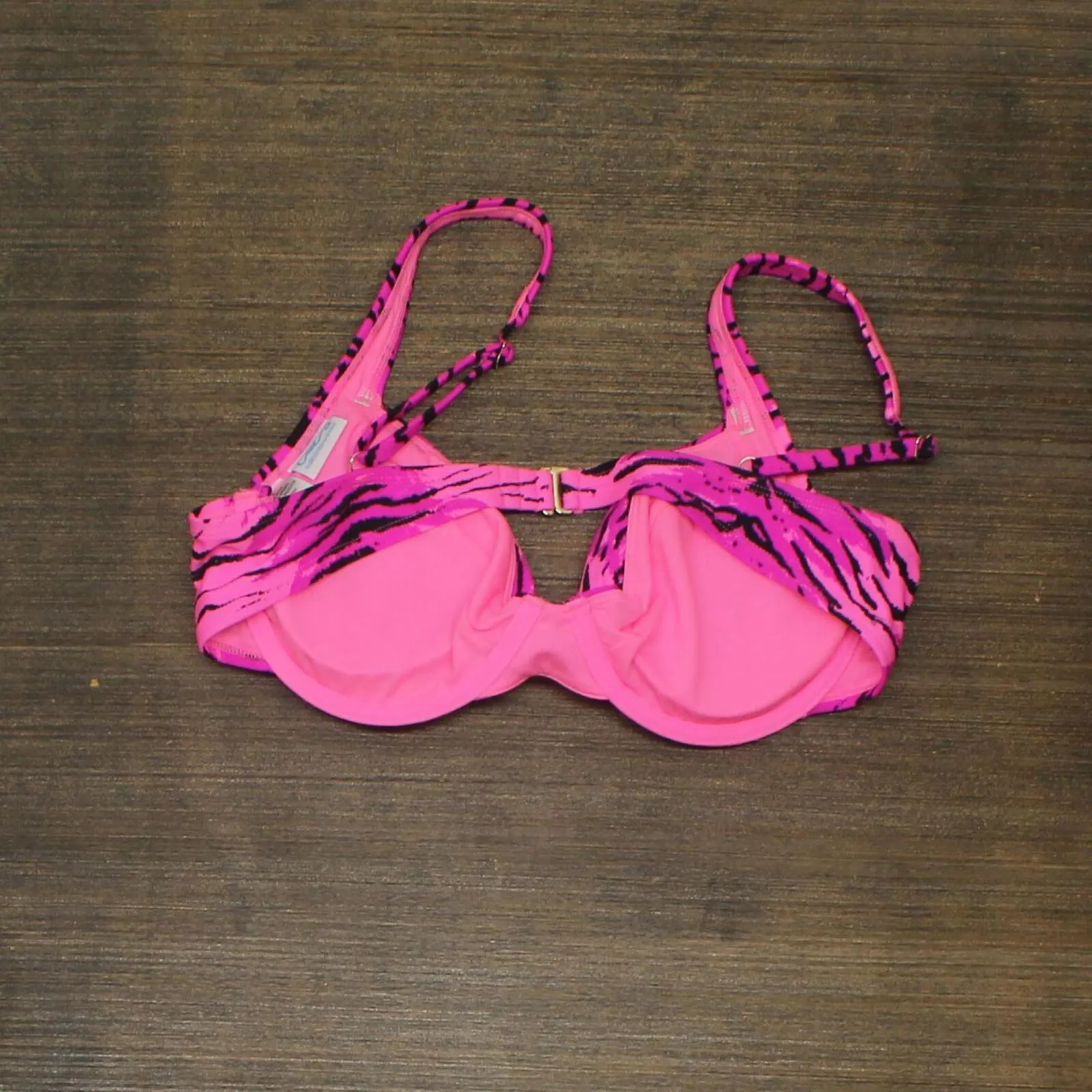 California Waves Juniors' Topaz Tiger Underwire Bralette Bikini Top \Pink XL