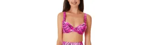 California Waves Juniors' Topaz Tiger Underwire Bralette Bikini Top \Pink XL