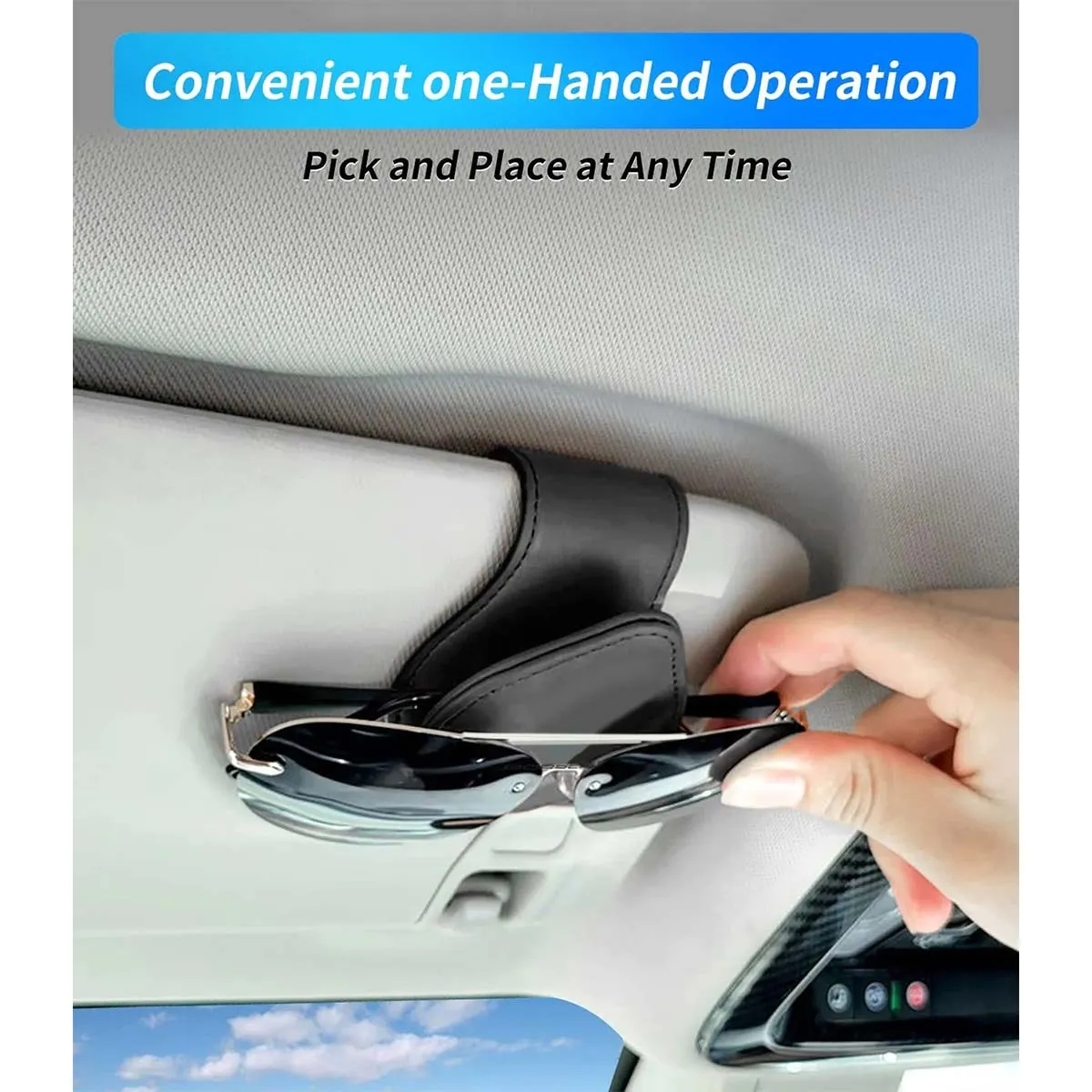 Car Sunglasses Holder, Custom Fit For Your Cars, Magnetic Leather Glasses Frame 2024 Update AC13995