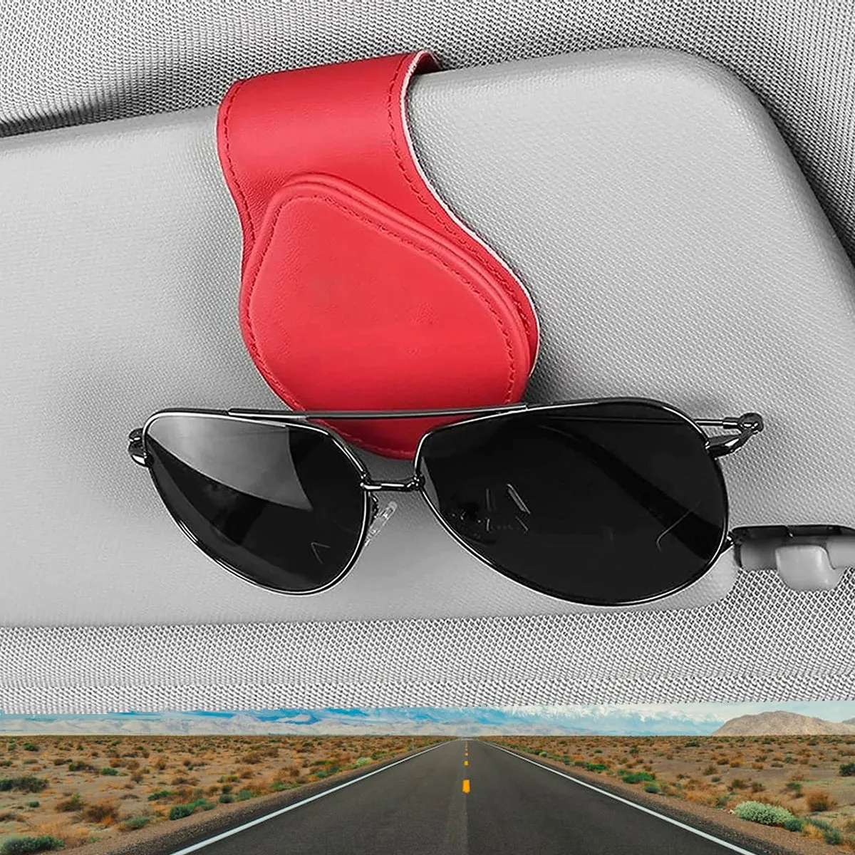 Car Sunglasses Holder, Custom Fit For Your Cars, Magnetic Leather Glasses Frame 2024 Update AC13995