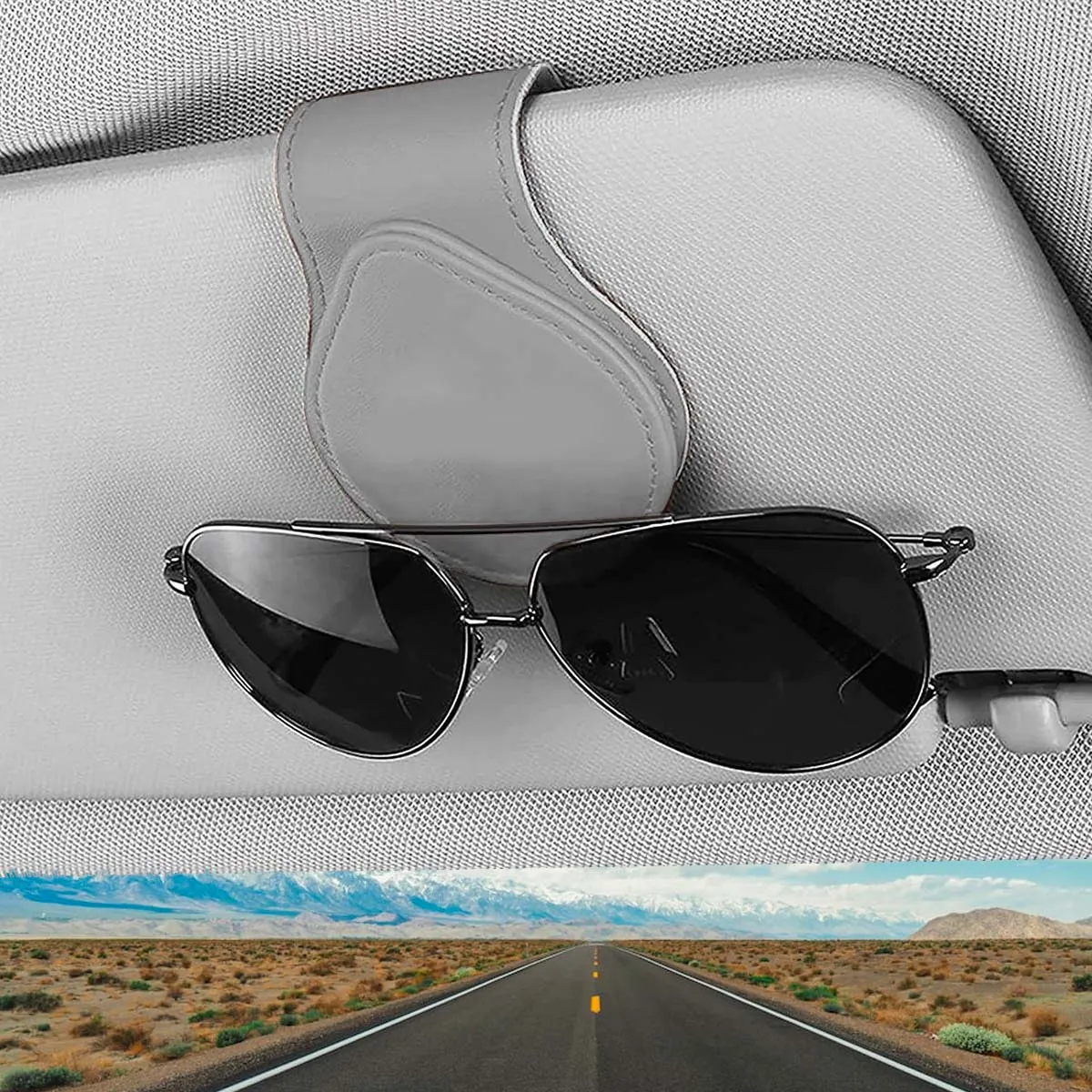 Car Sunglasses Holder, Custom Fit For Your Cars, Magnetic Leather Glasses Frame 2024 Update AC13995