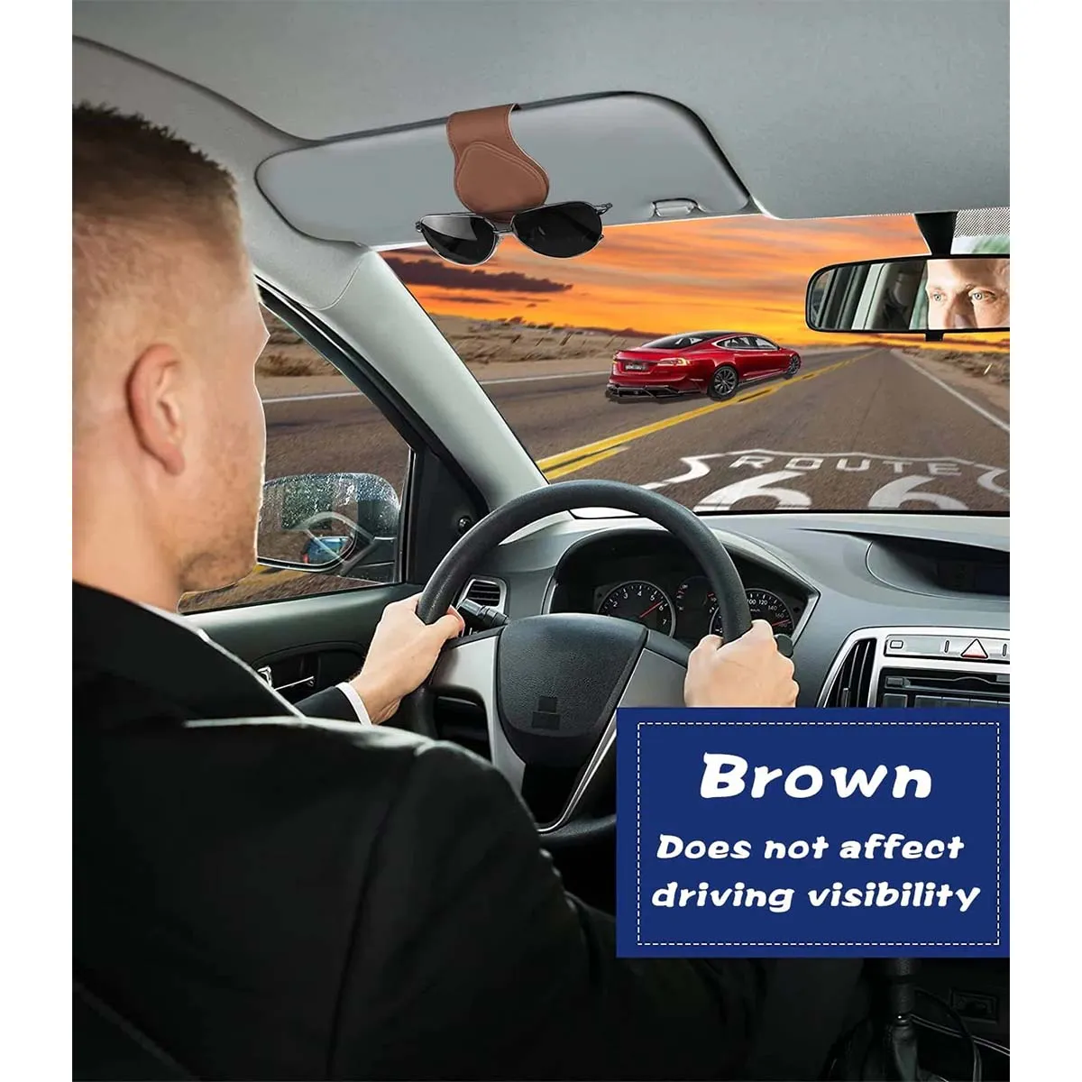 Car Sunglasses Holder, Custom Fit For Your Cars, Magnetic Leather Glasses Frame 2024 Update AC13995