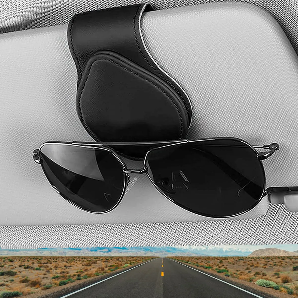 Car Sunglasses Holder, Custom Fit For Your Cars, Magnetic Leather Glasses Frame 2024 Update AC13995