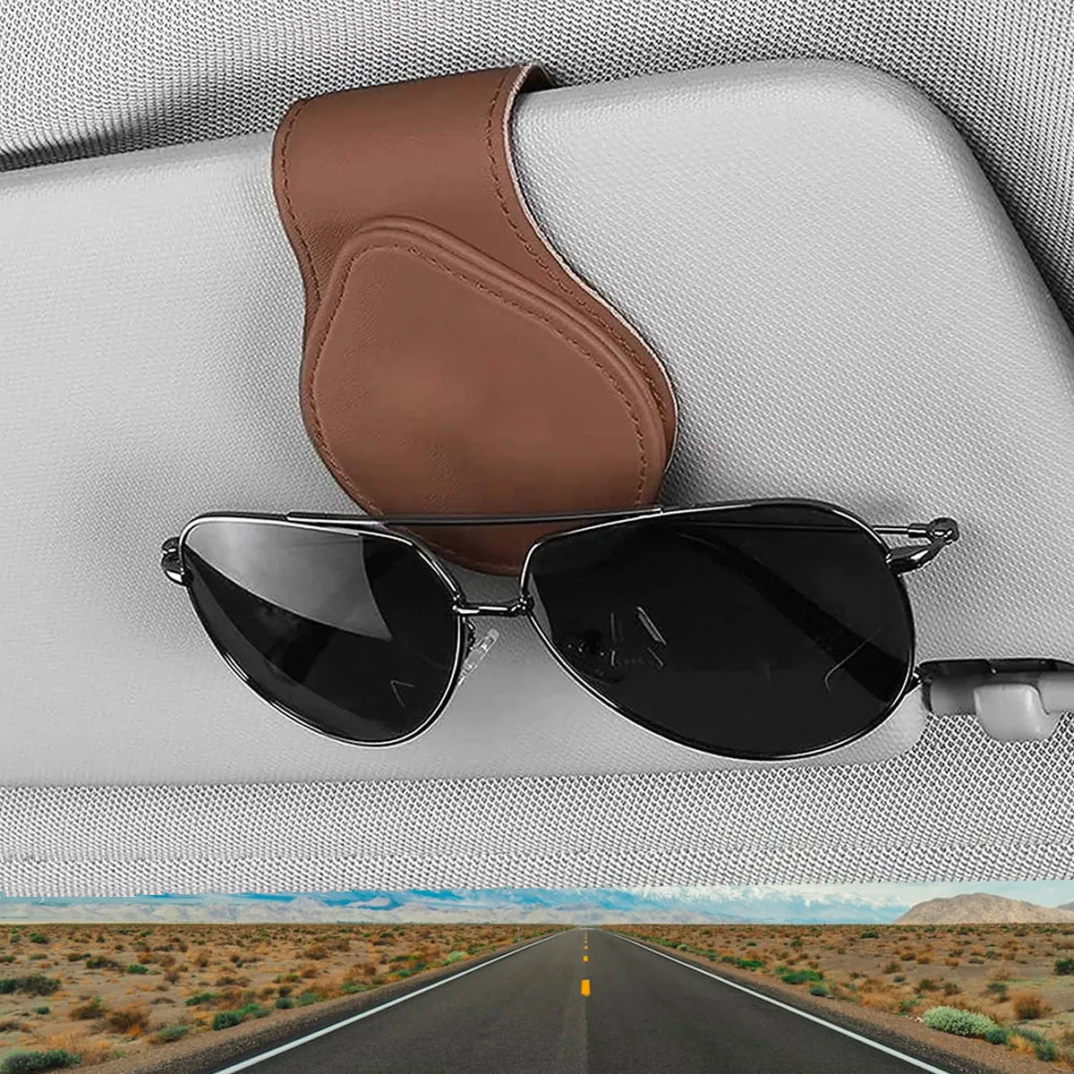 Car Sunglasses Holder, Custom Fit For Your Cars, Magnetic Leather Glasses Frame 2024 Update AC13995