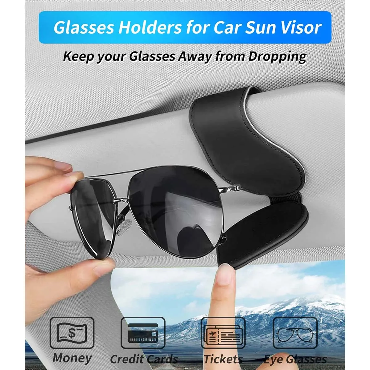 Car Sunglasses Holder, Custom Fit For Your Cars, Magnetic Leather Glasses Frame 2024 Update AC13995
