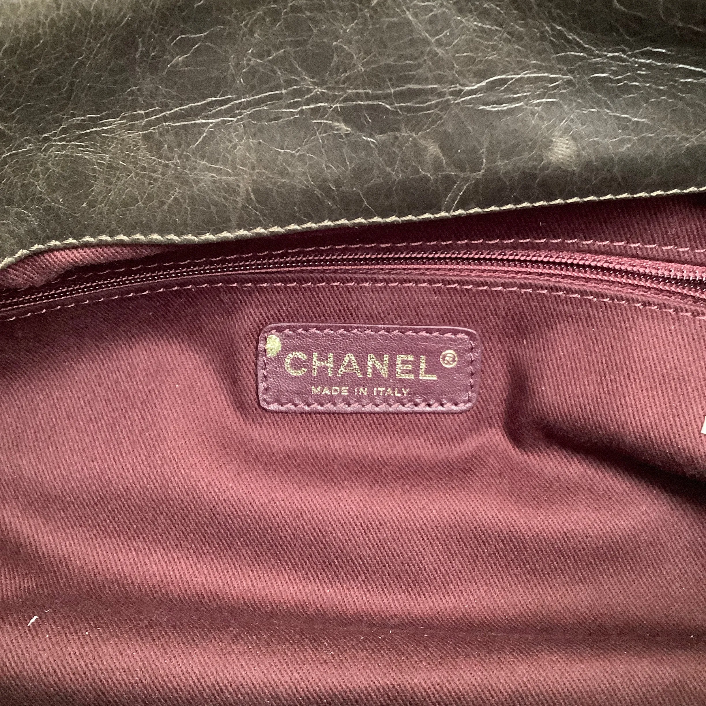 Chanel 2012 Brown Leather Quilted Bindi Shoulder Bag with Stingray Flap