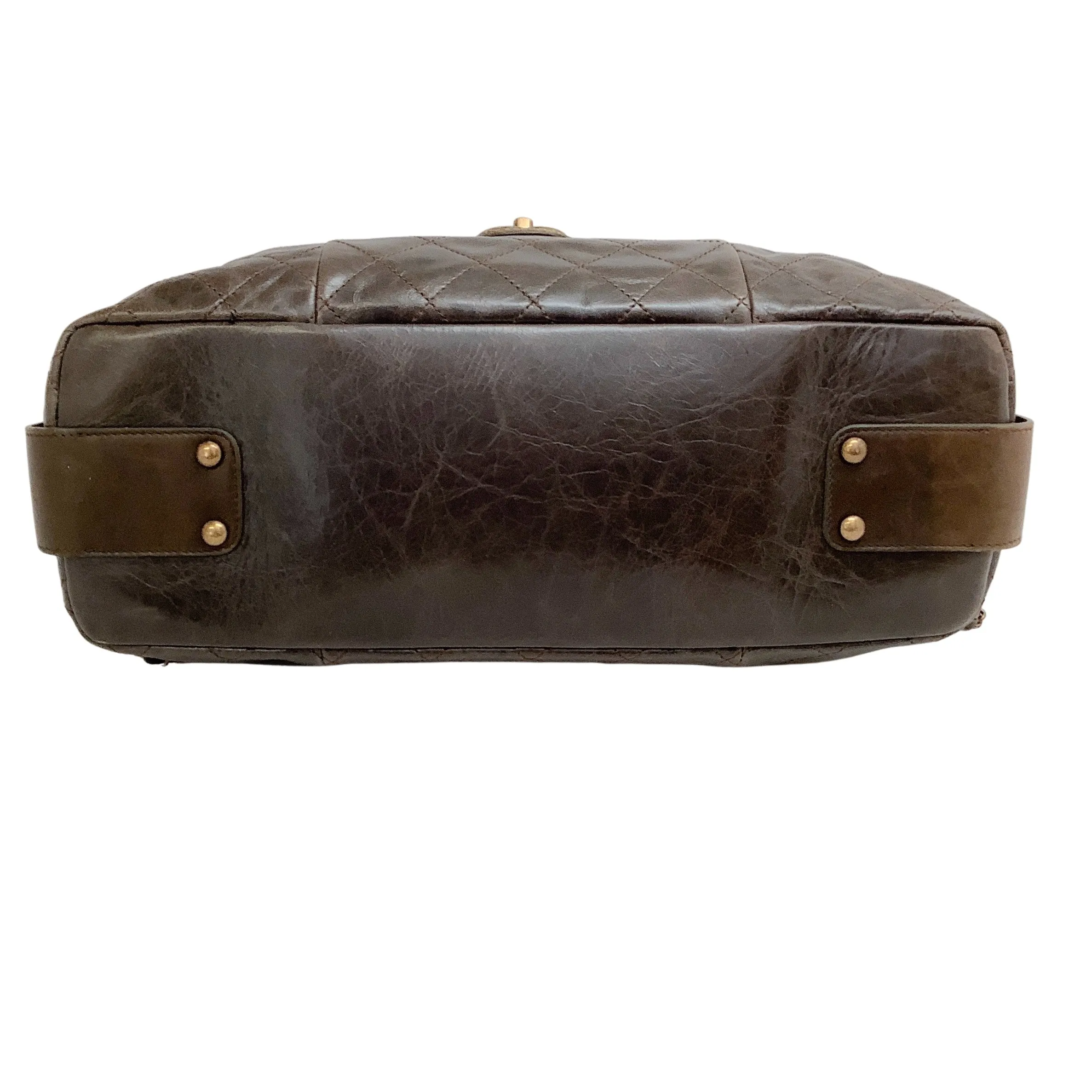 Chanel 2012 Brown Leather Quilted Bindi Shoulder Bag with Stingray Flap