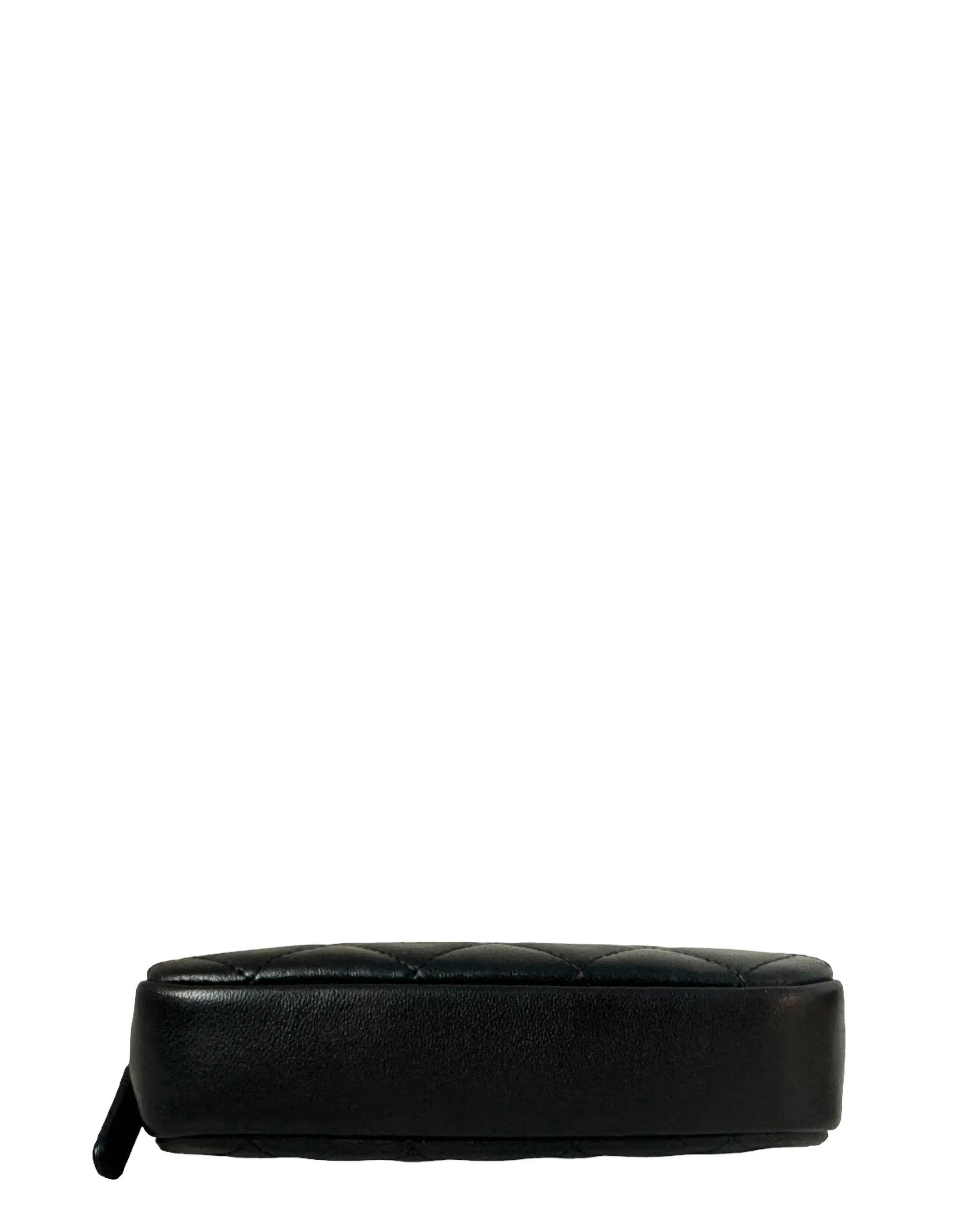 Chanel Black Lambskin Leather Quilted O-Case Pouch