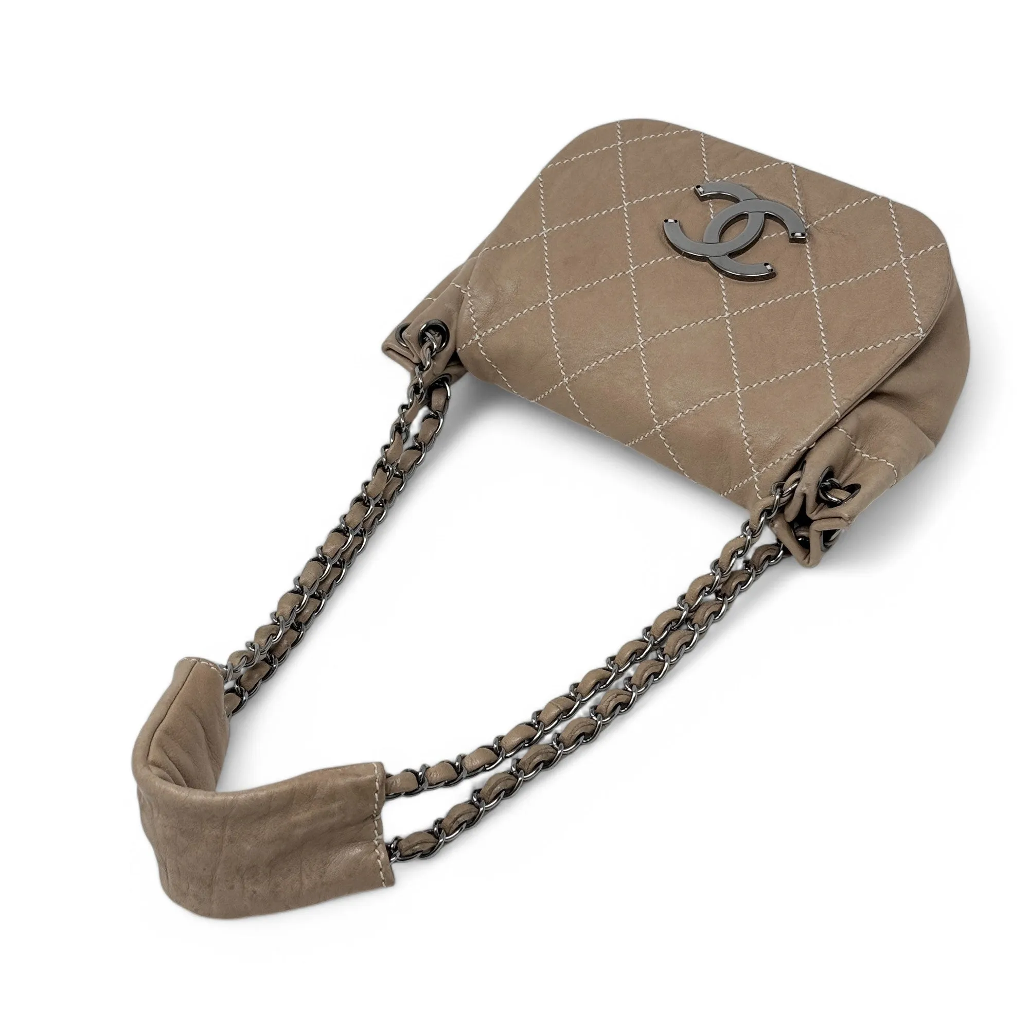 Chanel Brown Surpique Accordion Flap