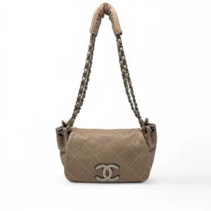 Chanel Brown Surpique Accordion Flap