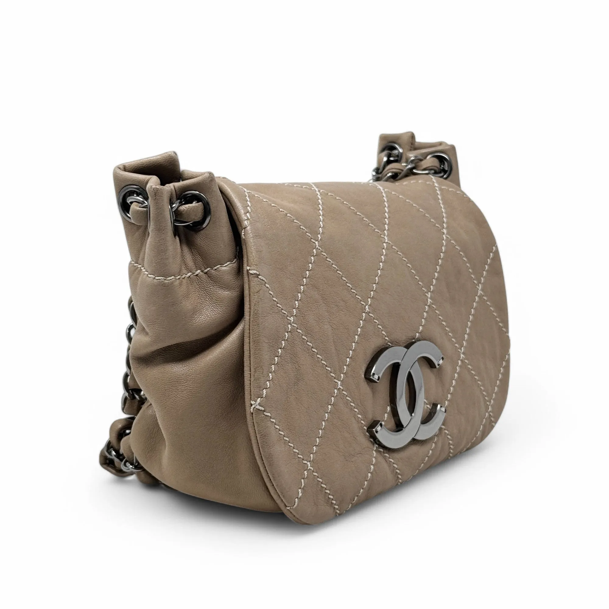 Chanel Brown Surpique Accordion Flap