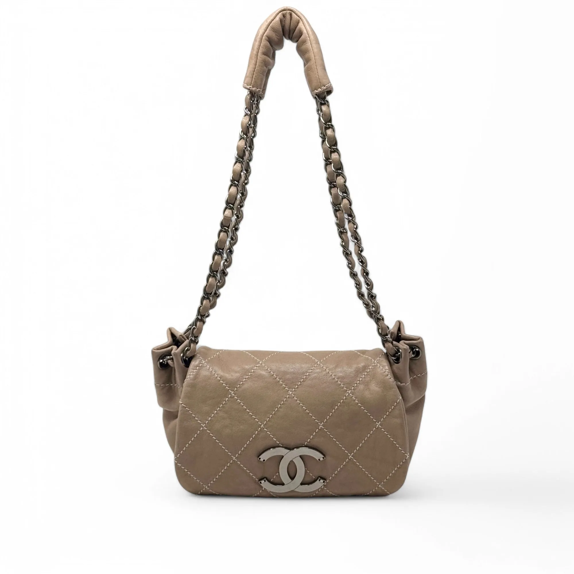 Chanel Brown Surpique Accordion Flap