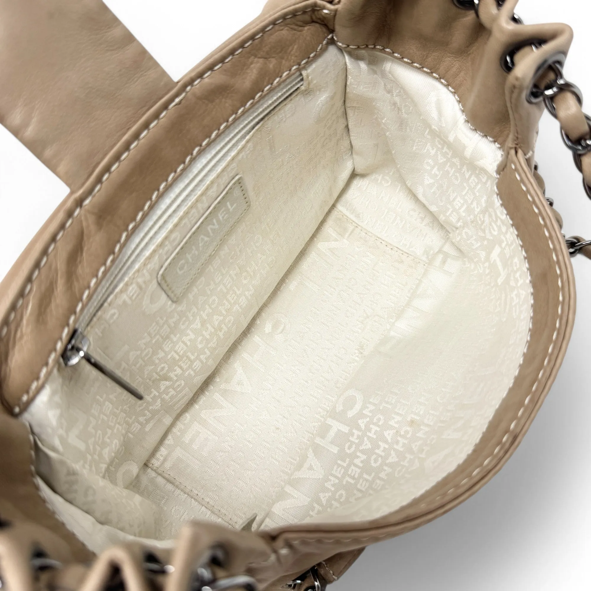 Chanel Brown Surpique Accordion Flap
