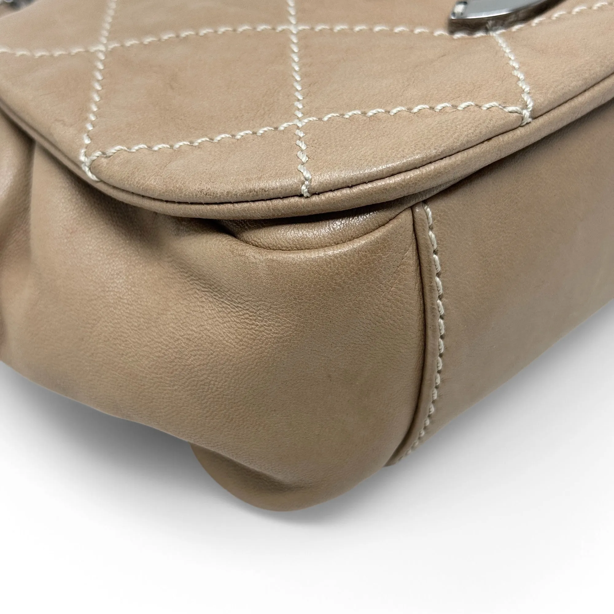 Chanel Brown Surpique Accordion Flap
