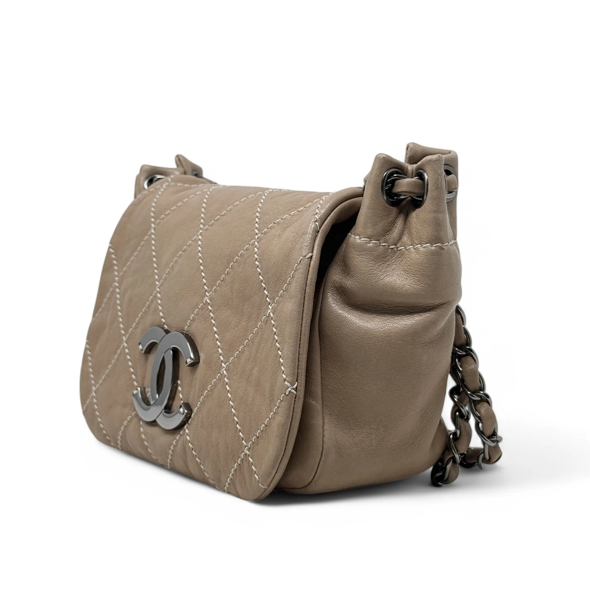 Chanel Brown Surpique Accordion Flap