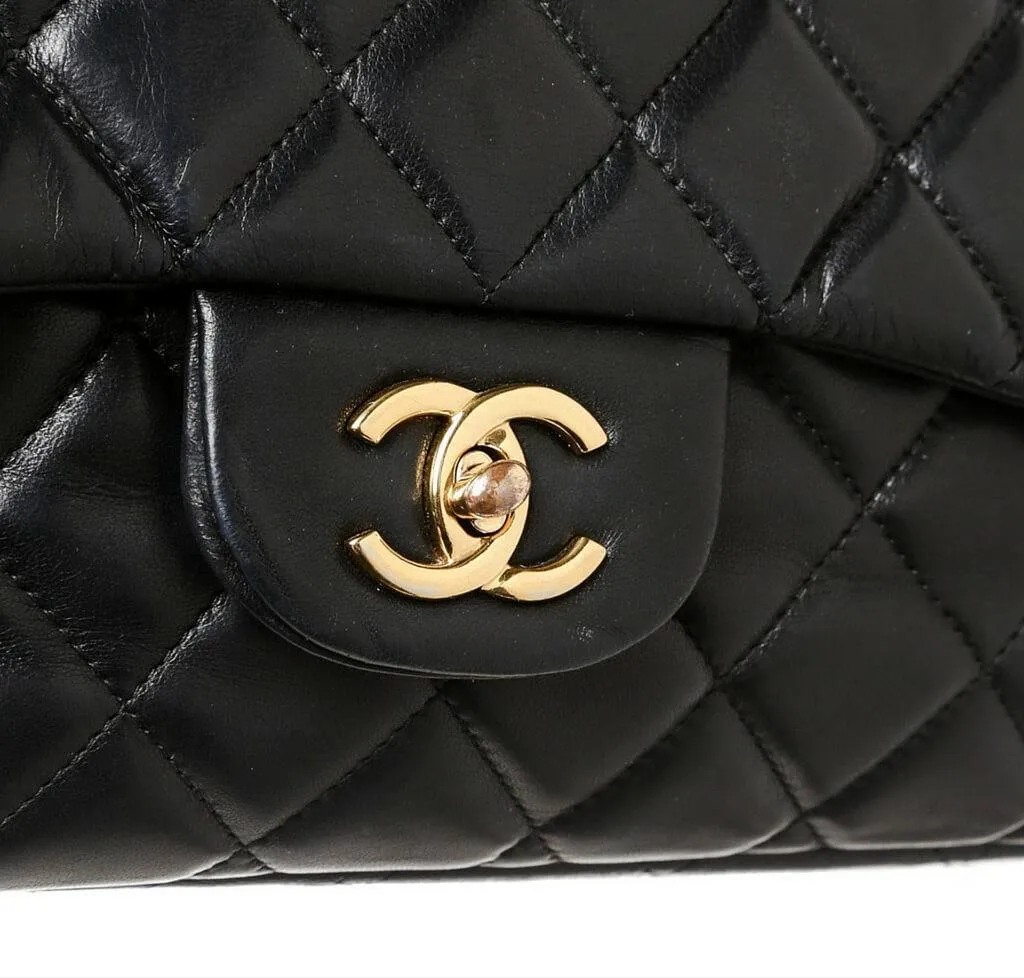 Chanel Maxi Shoulder Flap Bag Black Lambskin