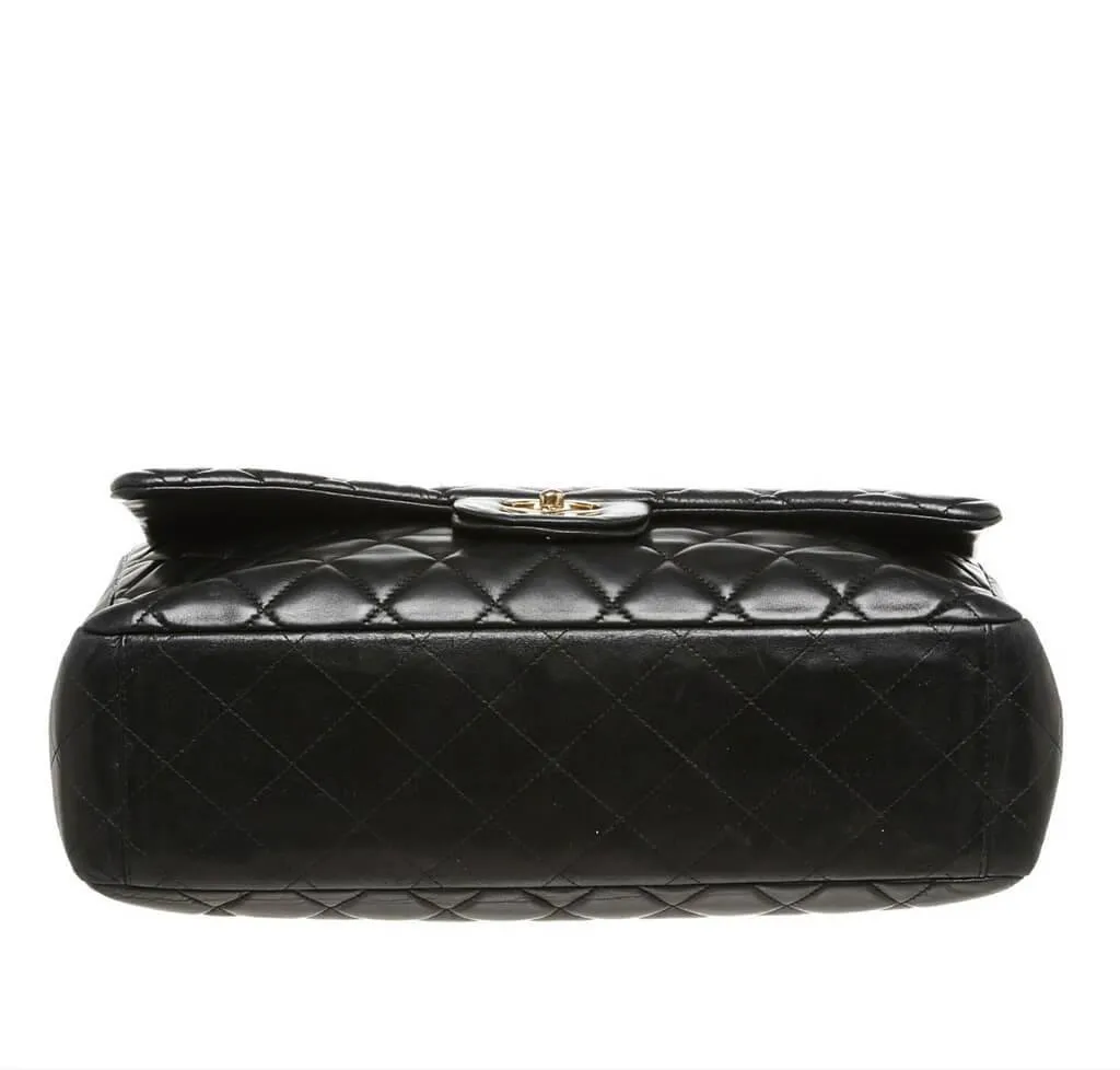 Chanel Maxi Shoulder Flap Bag Black Lambskin