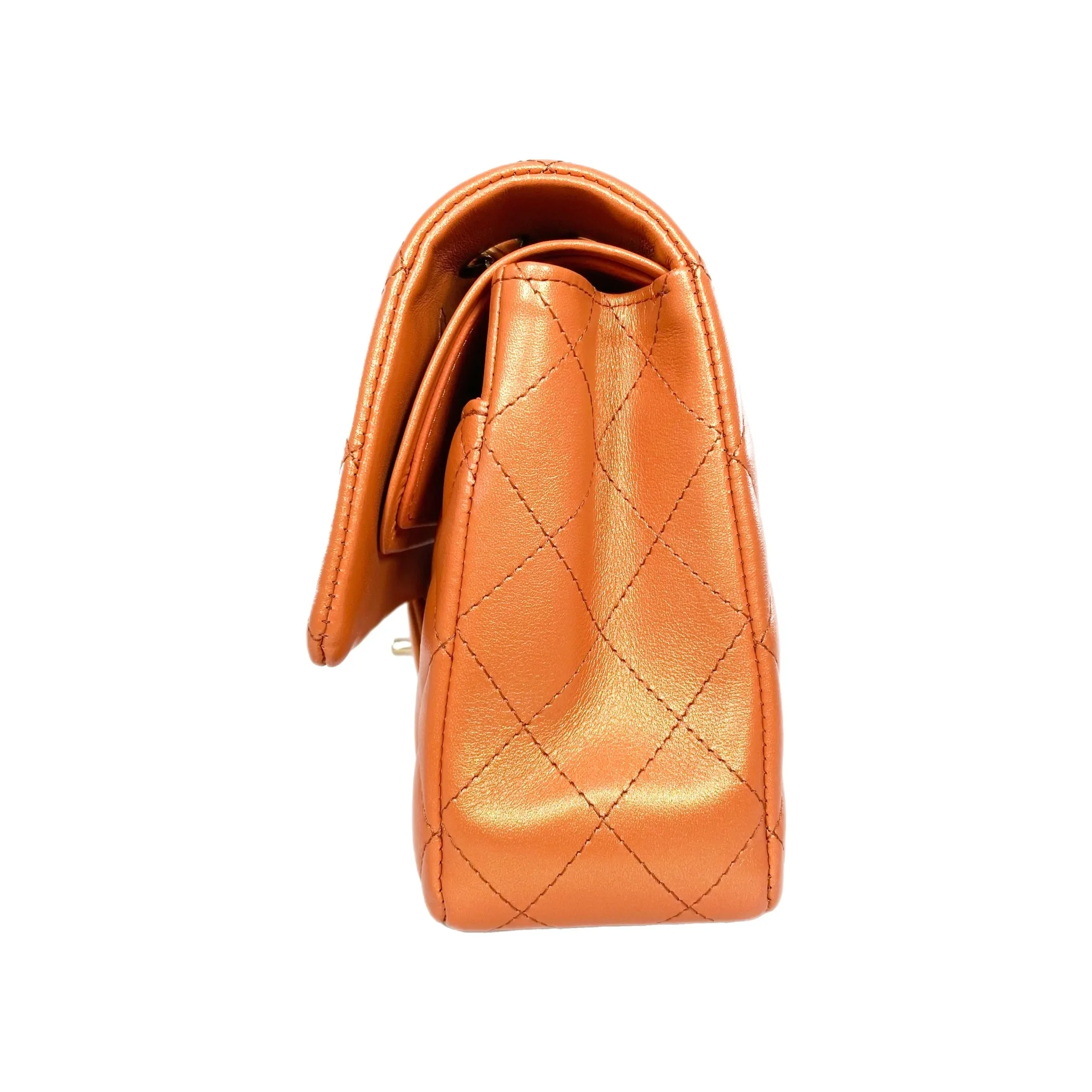 Chanel Orange Iridescent Medium Double Flap Bag