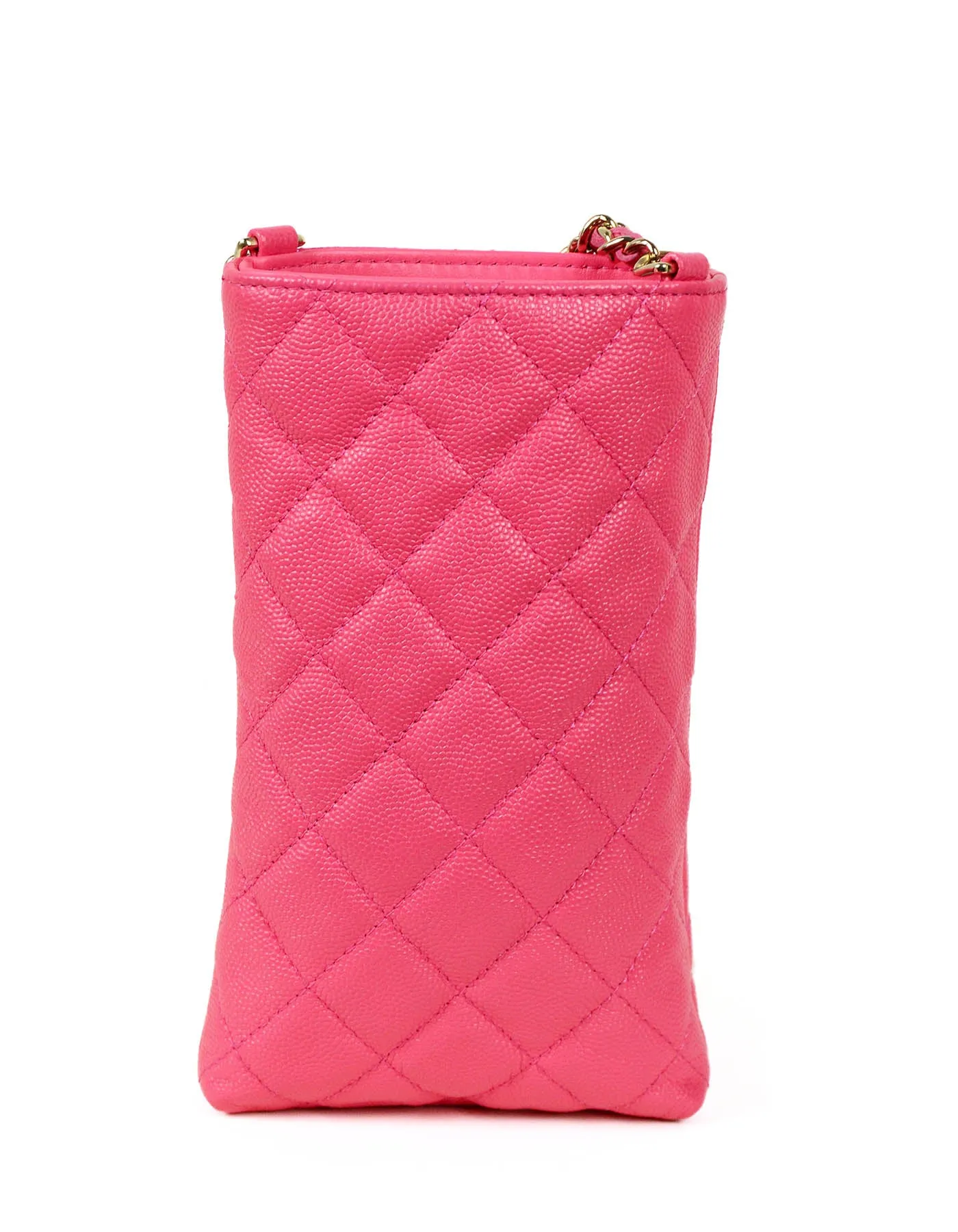 Chanel Pink Caviar Quilted CC Phone Holder Crossbody Bag