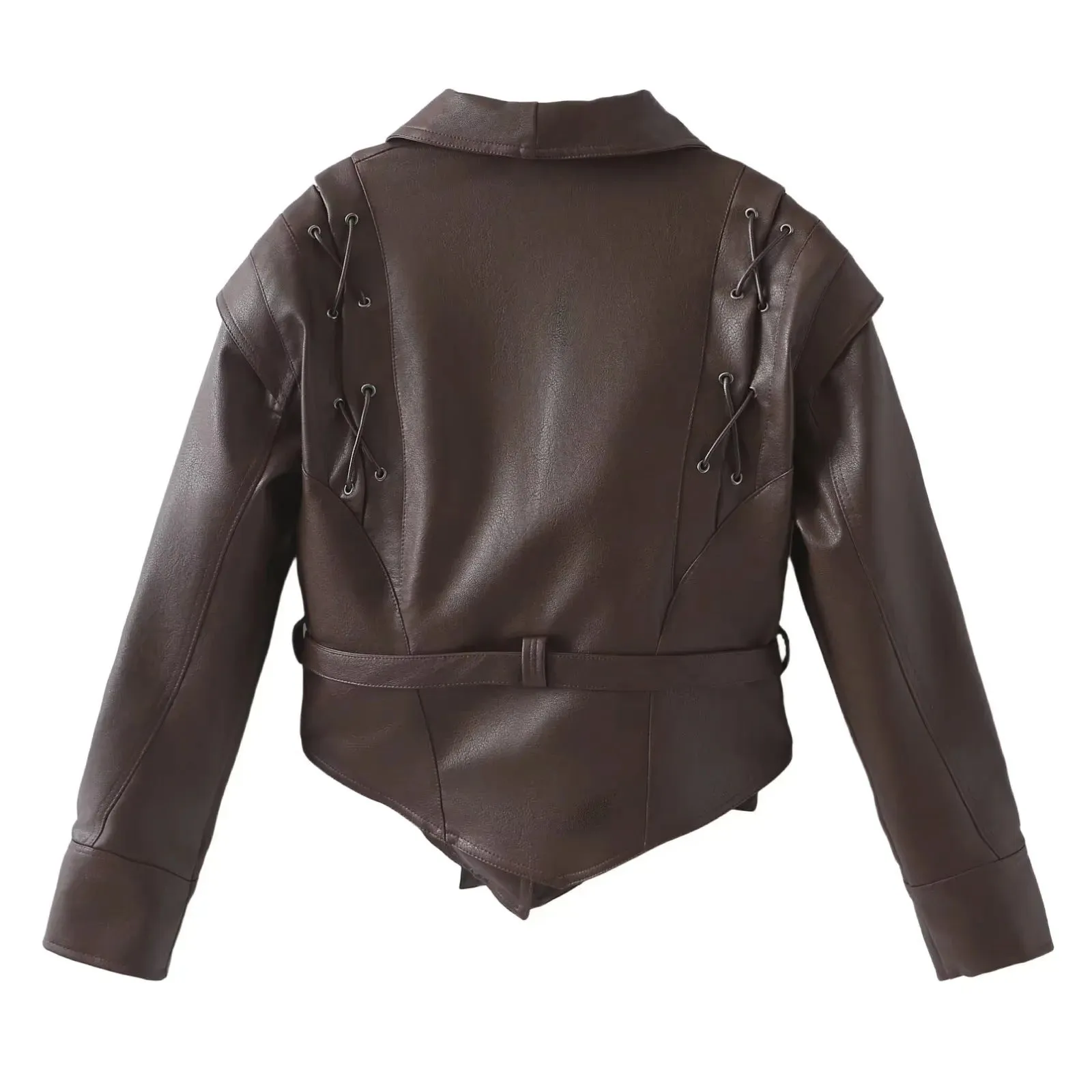 Chic Oversized Faux Leather Jacket with Retro American Vibes