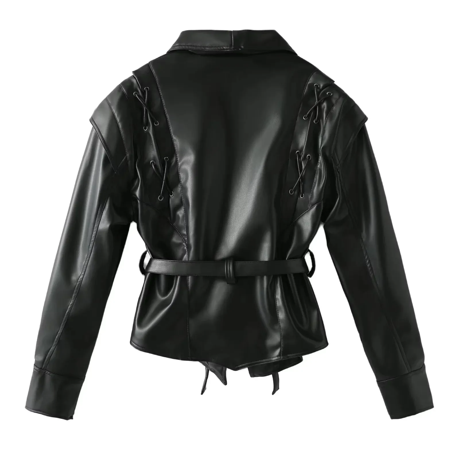 Chic Oversized Faux Leather Jacket with Retro American Vibes
