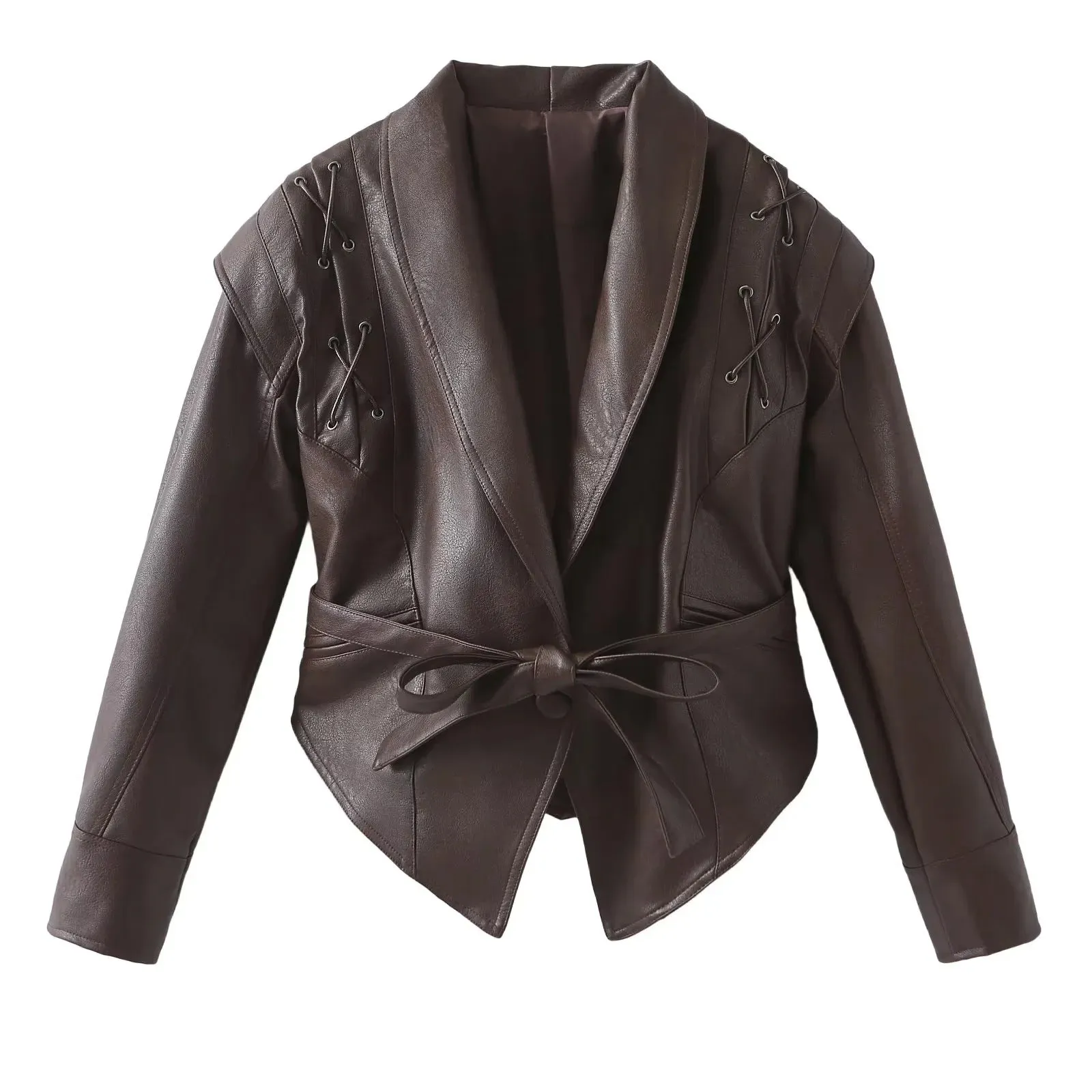 Chic Oversized Faux Leather Jacket with Retro American Vibes