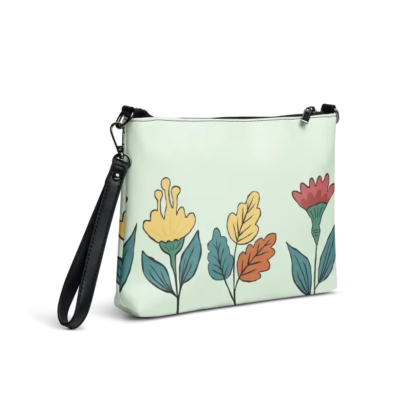 Chic Pretty Flowers Faux Leather Crossbody Bag
