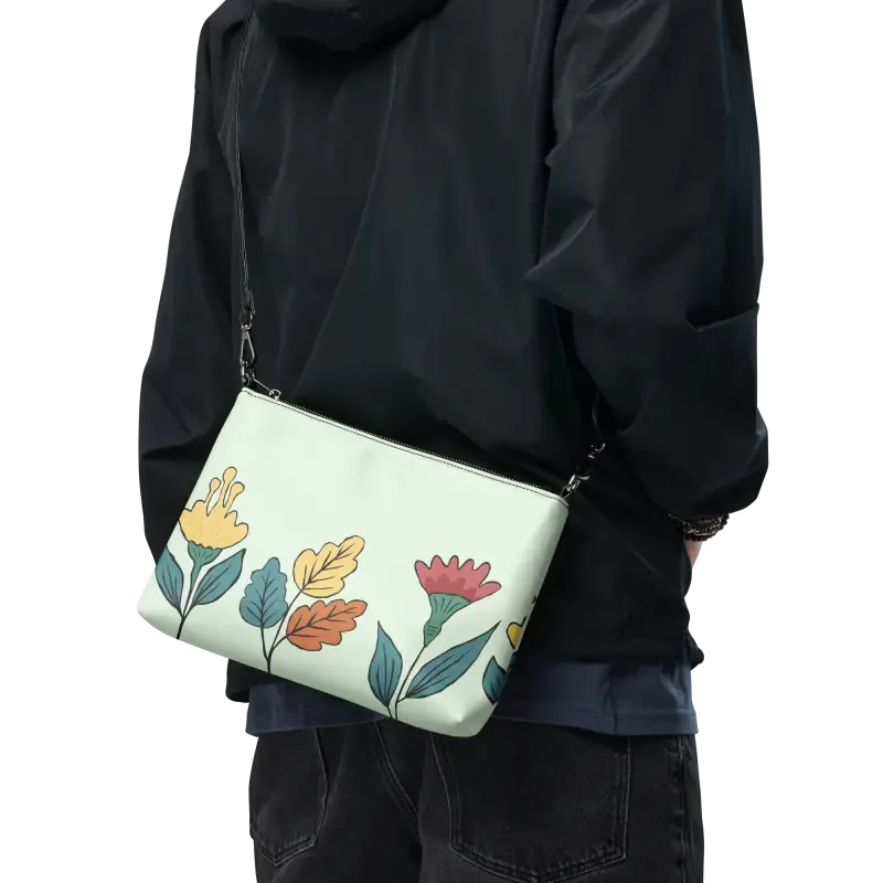 Chic Pretty Flowers Faux Leather Crossbody Bag