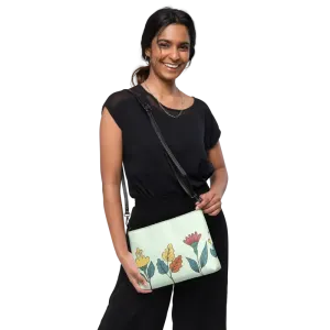 Chic Pretty Flowers Faux Leather Crossbody Bag