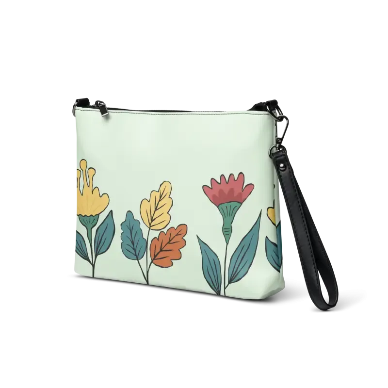 Chic Pretty Flowers Faux Leather Crossbody Bag