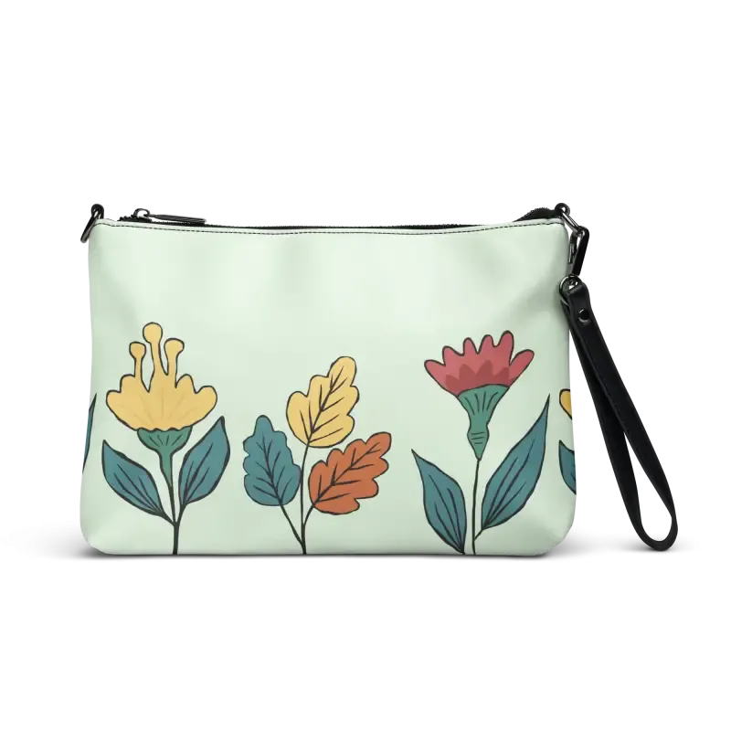 Chic Pretty Flowers Faux Leather Crossbody Bag